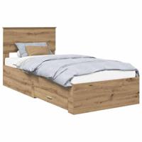 Bedframe met hoofdeinde Artisan Eiken 90 x 200 cm Bewerkt hout - thumbnail