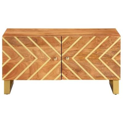 Salontafel 80x50x40 cm massief mangohout bruin en zwart