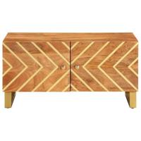 Salontafel 80x50x40 cm massief mangohout bruin en zwart - thumbnail