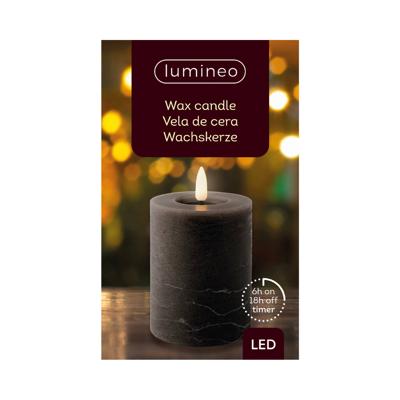 Lumineo LED kaars Grijs/warm wit 7x11.2cm