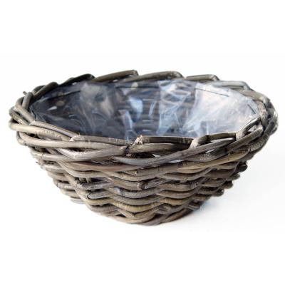 Rotan plantenmand antiek grijs 30x12cm