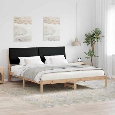 Bedframe Bruin en zwart 200 x 200 cm Massief grenenhout