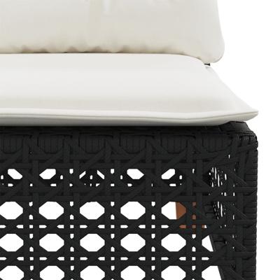6-delige Loungeset met kussens poly rattan zwart - thumbnail