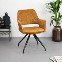LivingFurn Eetkamerstoel 'Capp' Velvet, kleur Okergeel - thumbnail