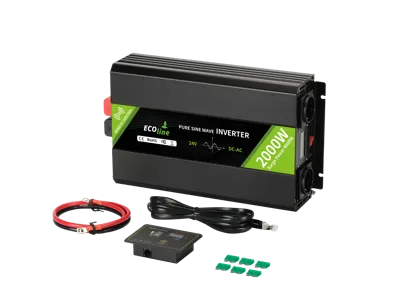 EcoLine - Omvormer 24V Naar 220V/230V - 2000w Vermogen - Zuivere sinus - Spanningomvormer - Remote Controlled