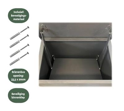 Pakketbrievenbus brasq 105x38x24cm pb400 zwart