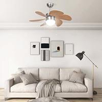 VidaXL Plafondventilator met lamp 76 cm lichtbruin - thumbnail