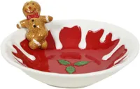 Schaal keramiek kerst 21x8.5cm rood, wit - thumbnail