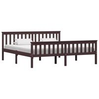 Bedframe massief grenenhout donkerbruin 180x200 cm - thumbnail