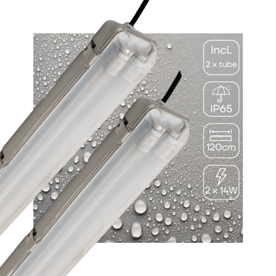 2 PACK - LED&apos;s Light LED TL licht balk met sensor 120 cm - Bewegingssensor en nachtsensor - Waterdicht - 4200 lm