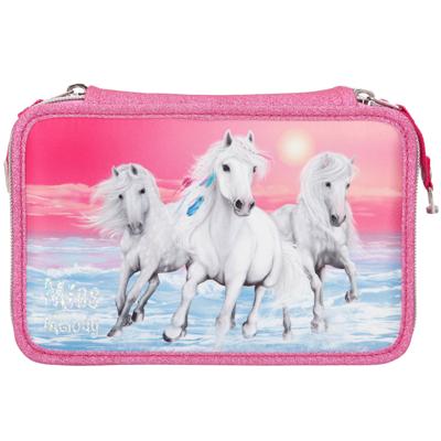 Miss Melody - Triple Pencil Case - Glitter Pink (410110)
