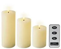 Lumineo ledkaars met afstandsbediening set van 3 creme - thumbnail