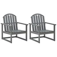 Tuinstoelen 2 st massief acaciahout grijs - thumbnail
