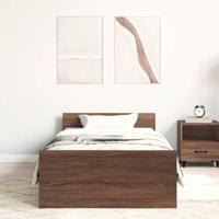 Bedframe bewerkt hout bruin eikenkleur 90x190 cm - thumbnail