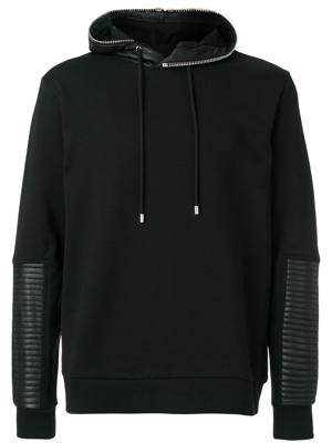 Les Hommes quilted detail hoodie - Black