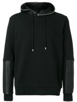 Les Hommes quilted detail hoodie - Black - thumbnail