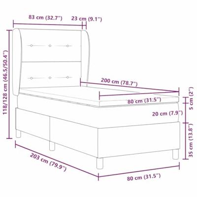 Boxspring bed met matras Lichtgrijs 80 x 200 cm Fluweel