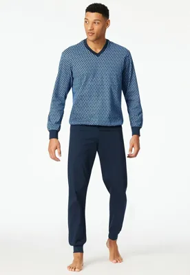 Schiesser Schiesser Heren Pyjama Long blue 181162 48/S