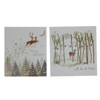 Kerstkaart - Herten en Bos (Set van 10) - thumbnail