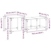 2-delige Tafeltjesset met transparant glazen blad staal - thumbnail
