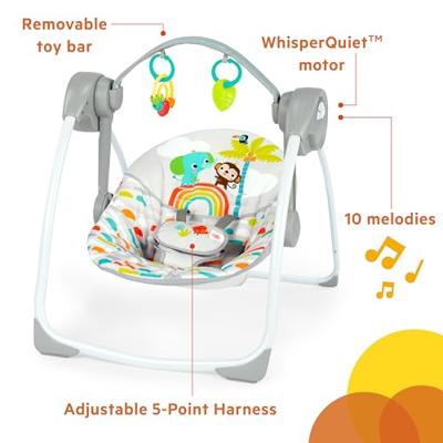 BRIGHT STARTS Playful Paradise draagbare babyschommel, compact en automatisch met muziek, vanaf de geboorte BRIGHT STARTS Playful Paradise draagbare babyschommel, compact en automatisch met muziek, vanaf de geboorte