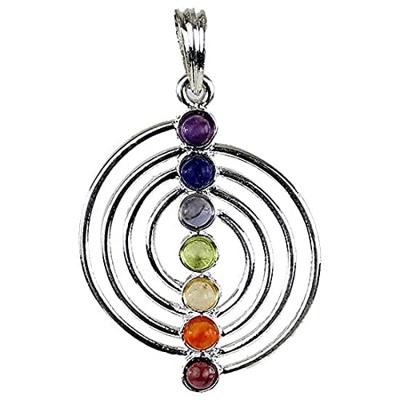 Spiraal Hanger 7 Chakra Halfedelstenen Verzilverd