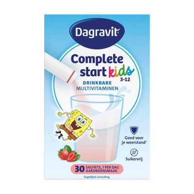 Dagravit Kids Complete Start Drinkbare Multivitaminen Aardbeien Sachets Dagravit Kids Complete Start Drinkbare Multivitaminen Aardbeien Sachets
