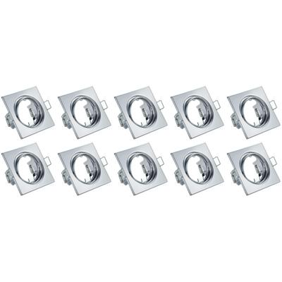 Kantelbare Vierkante Inbouwspots 10-Pack - Chroom Aluminium GU10