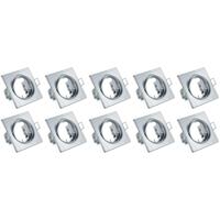 Kantelbare Vierkante Inbouwspots 10-Pack - Chroom Aluminium GU10 - thumbnail