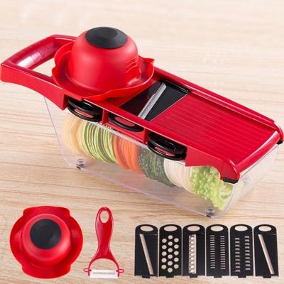 10 in 1 Multifuction plantaardige Cutter RVS Blade Manual aardappel UI dunschiller wortel rasp dicer (rood) 10 in 1 Multifuction plantaardige Cutter RVS Blade Manual aardappel UI dunschiller wortel rasp dicer (rood)