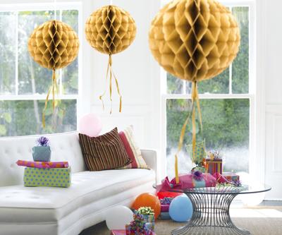 Gouden Honeycomb Bol - 30 cm