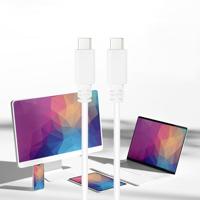 NANOCABLE 10.01.2301-W - USB-C naar USB-C 3A kabel, voor mobiele telefoons, tablets, laptops enz. USB 2.0, laadt tot 3 ampère, mannelijk-mannelijk, wit, 1 meter - thumbnail