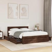 Bedframe met hoofdeinde bewerkt hout bruineikenkleur 120x200 cm - thumbnail