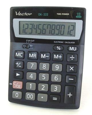 Vector Kantoorcalculator KAV DK-222, 12 cijfers, 103 x 137 mm, zwart