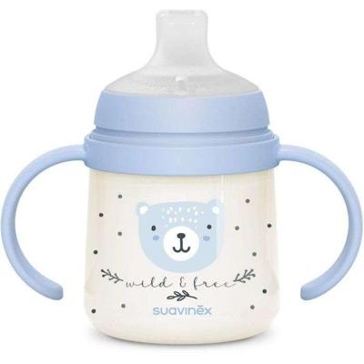 Babyfles met handvatten - SUAVINEX - NIGHT&DAY WILD&FREE - 150 ml - 6 maanden en ouder - Blauw