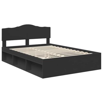 Bedframe met hoofdeinde Zwart 140 x 200 cm Massief grenenhout