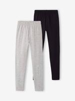 Set van 2 leggings voor meisjes set gespikkeld lichtgrijs - thumbnail
