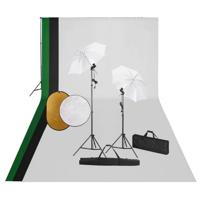 Fotostudioset met lampen, achtergrond en reflector - thumbnail