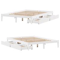 Bedframe zonder matras massief grenenhout wit 135x190 cm - thumbnail