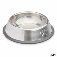 Voerbak voor honden Zilverkleurig Grijs Rubber Metaal 15 x 4 x 15 cm (24 Stuks) - thumbnail