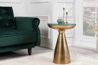 Handgemaakte bijzettafel ELEMENTS 60cm goudgroen marmer rond - 42717 - thumbnail