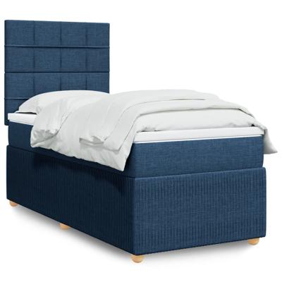 Boxspring met matras stof blauw 80x200 cm