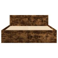 Bedframe met hoofdeinde bewerkt hout gerookt eiken 140x200 cm - thumbnail