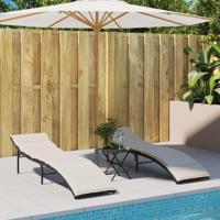 Ligbedden 2 st met kussens poly rattan zwart - thumbnail