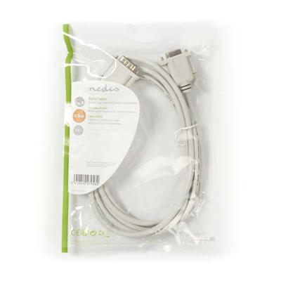 Seriële Kabel | D-SUB 9-Pins Male | D-SUB 9-Pins Female | Vernikkeld | 2.00 m | Rond | PVC | Ivoor | Envelop