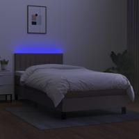 Boxspring met matras en LED stof taupe 90x190 cm - thumbnail