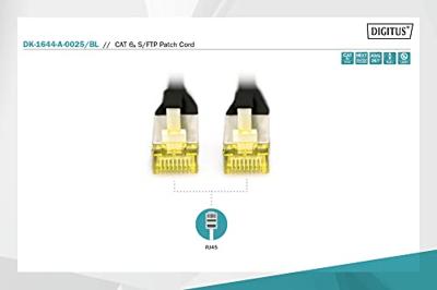Digitus DK-1644-A-0025/BL RJ45 Netwerkkabel, patchkabel CAT 6A S/FTP 0.25 m Zwart Halogeenvrij, Verdraaide paren, Snagless, Vlambestendig 1 stuk(s) Digitus DK-1644-A-0025/BL RJ45 Netwerkkabel, patchkabel CAT 6A S/FTP 0.25 m Zwart Halogeenvrij, Verdraaide paren, Snagless, Vlambestendig 1 stuk(s)