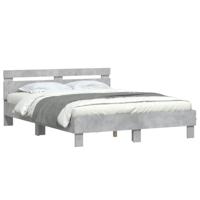 Bedframe met hoofdeinde en LED betongrijs 150x200 cm - thumbnail