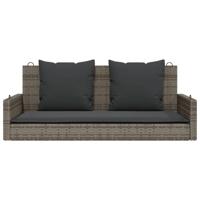 Schommelbank met kussens 119x56x48 cm poly rattan grijs - thumbnail