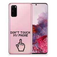 Samsung Galaxy S20 Silicone-hoesje Finger Don't Touch My Phone - thumbnail